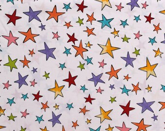 Cotton Sketched Stars Colorful Sky Skies Dreams Blue White Cotton Fabric Print by the Yard (692-213) D412.13