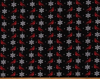 Cotton Christmas Holiday Winter Birds Cardinals Snowflakes Home Sweet Holiday Deb Strain Fabric Print by the Yard (56005-15) D504.72