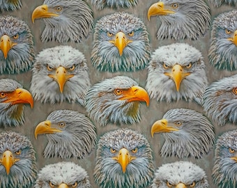 Cotton Mascot Madness Eagles Birds Bald Eagle Heads Beaks Animals Sykel Enterprises Cotton Fabric Print by the Yard (10558-EAGLES) D476.83