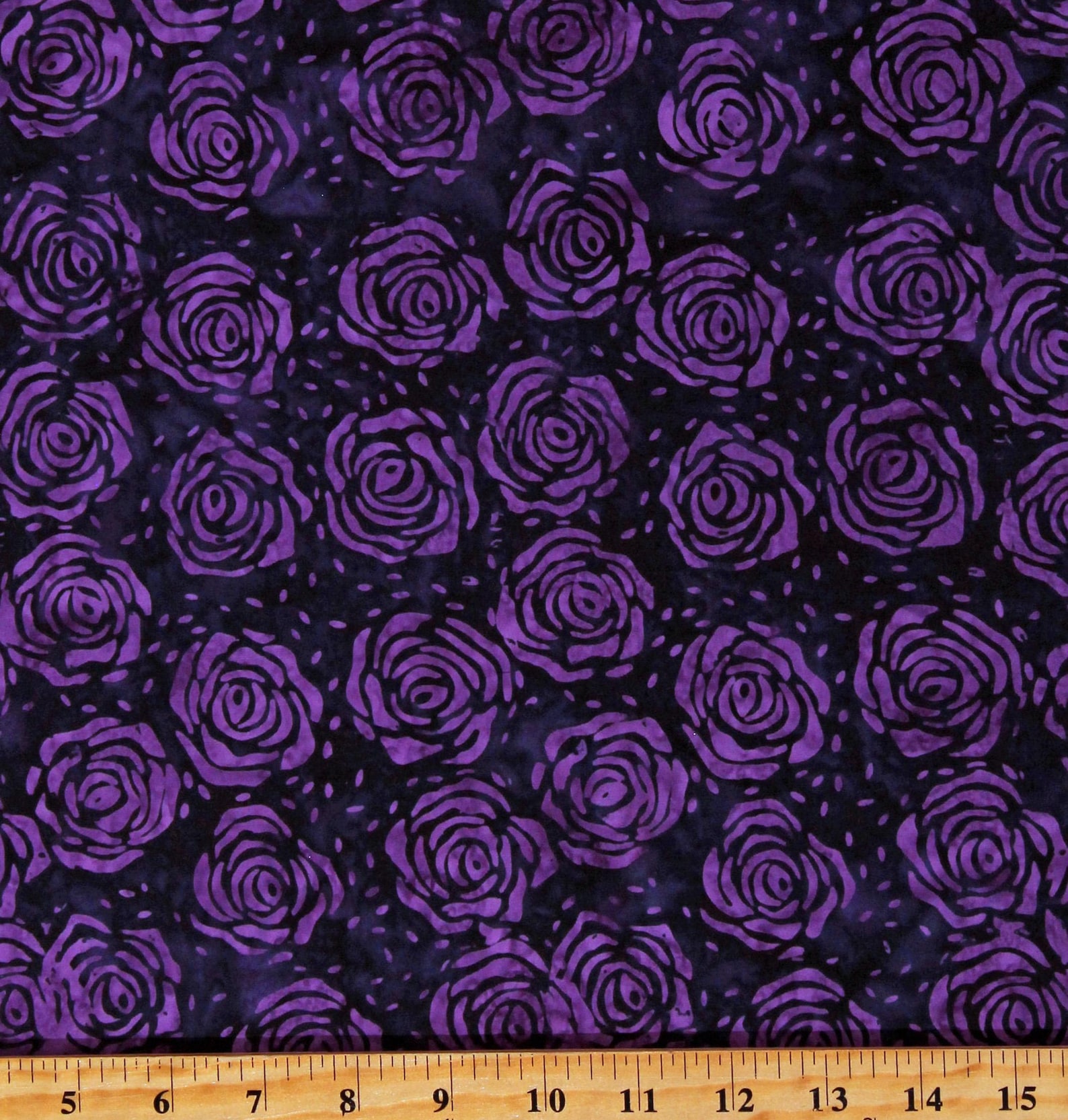 Cotton Batik Roses Flowers Floral Nature Eggplant Purple Cotton Fabric ...