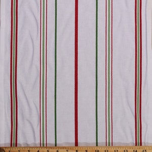 Cotton Toweling - 15.5&quot; White With Green & Red Stripes - Toweling By the Yard (920-175Wht/Grn/Red) M221.08