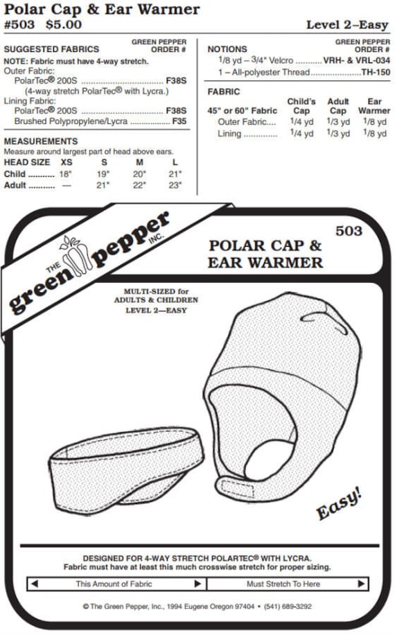 Polar Cap & Ear Warmer Pattern - 503 - The Green Pepper Patterns Polar Cap & Ear Warmer Pattern - 503 - The Green Pepper Patterns