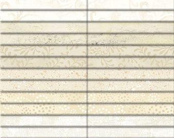 2 1/2" Strips - Vanilla Cream 40 Karat Gems Wilmington Prints 2.5" Strips Roll-Up Bundle Quilter's Cotton Fabric Precuts (842-4-842) M205.27