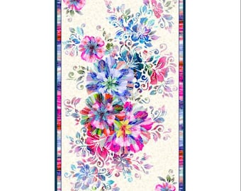 24" X 44" Panel Flowers Bright Vibrant Blooms Blossoms Floral Fascination Cotton Fabric Panel (1649-28510-X) D475.84