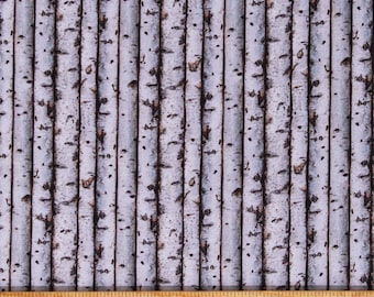 Cotton Trees Birch Nature Boards Tree Bark Wood Naturescape Gray Cotton Fabric Print by the Yard (DP23700) D653.23