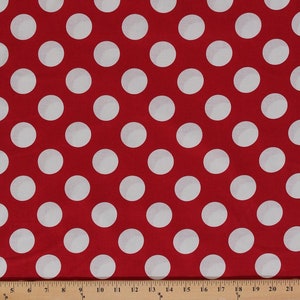 Cotton Bigg Dott Cott Large White Polka Dots on Red Cotton Fabric Print by the Yard (9072m-7m-red)