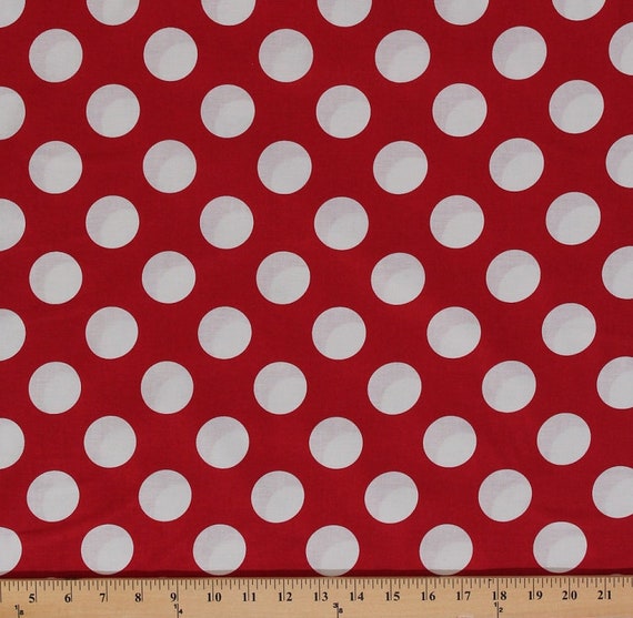 Cotton Bigg Dott Cott Large White Polka Dots on Red Cotton
