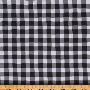 Cotton Checkered Black and White Squares Checked Gingham-look Cotton Fabric Print by the Yard (7512L-BC) D470.52