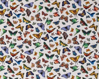Cotton Colorful Butterflies on Cream Butterfly Delicate Creation Cotton Fabric Print by the Yard (34003CREAM) D384.54