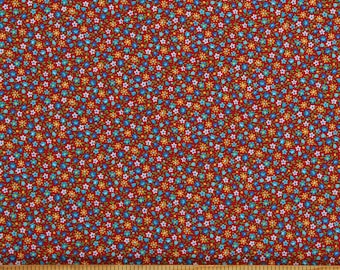 Cotton Flowers Tiny Small Scale Multi-Color Floral on Red Calico-Look Floral Cache Cotton Fabric Print by the Yard (1649-28885-R) D143.10