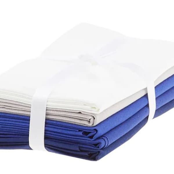 5 Count Fat Quarters - Blue Solids Blues Gray White Quilter's Cotton Fabric Precuts Fat Quarter Bundle (PC-BNDS-BLUE) M204.30