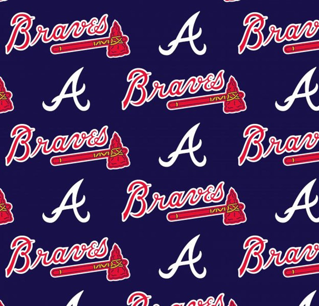 Cotton Atlanta Braves on Navy MLB Baseball Sports Team Cotton Fabric