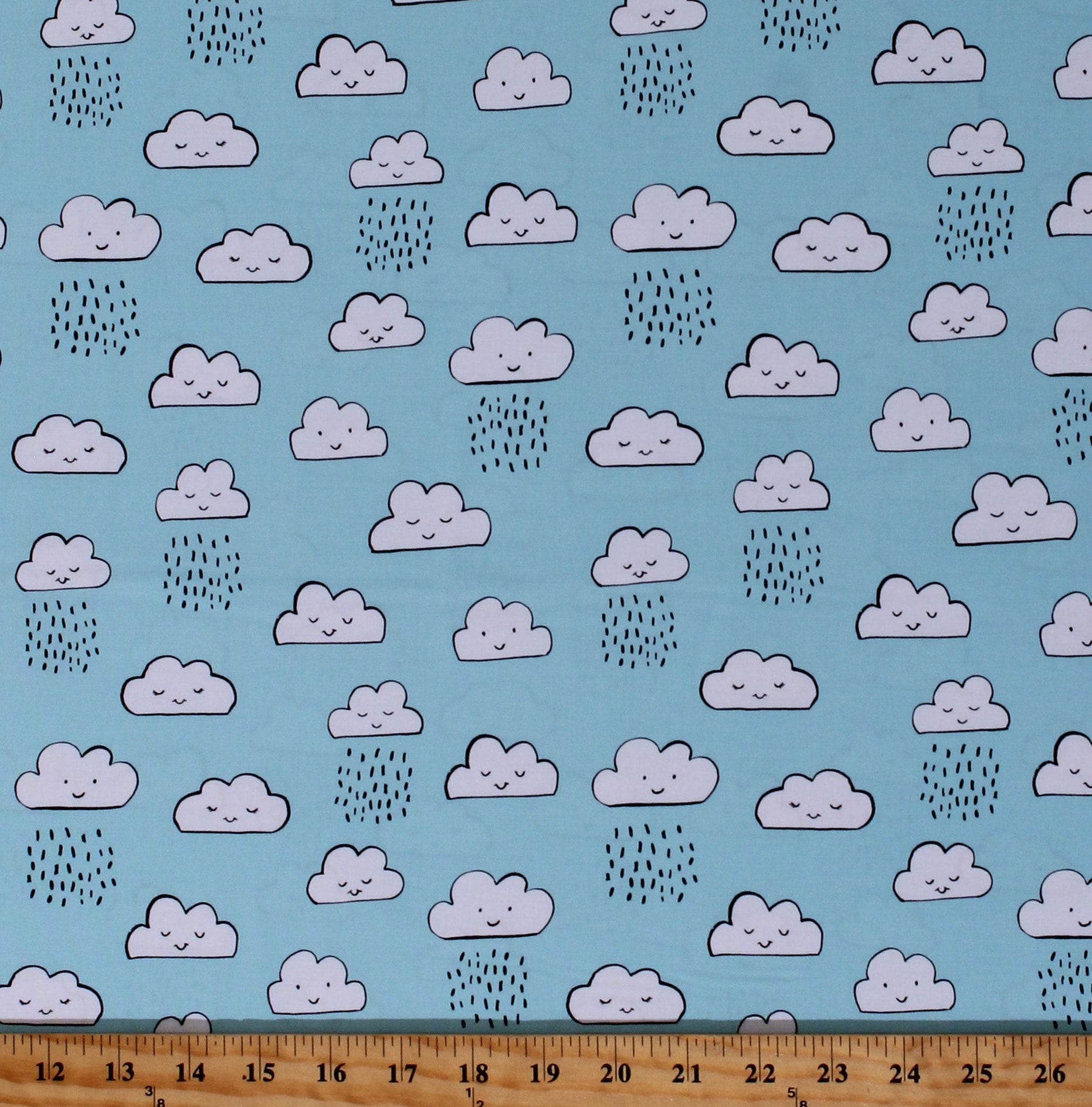 Whatever the Weather Raindrops Cloud Fabric - Moda 25141-11