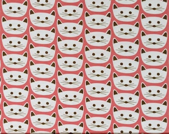 Knit Cats Kittens Faces Pets Animals Cat Nap Pink 60" Wide Cotton/Spandex Fabric by the Yard (K-78406) D450.16