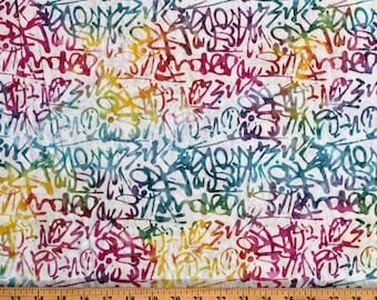 Cotton Batik Scribbles Splotches Art Design Hand Dyed Colorful Cotton Fabric Print by the Yard (989-Q) D302.39