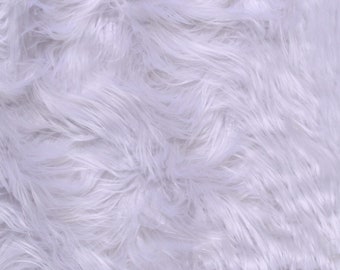 Faux Fur Pure White 4" Long Hair Super Soft 60" Wide Polyester Fabric by the Yard (FF-0201) A614.25