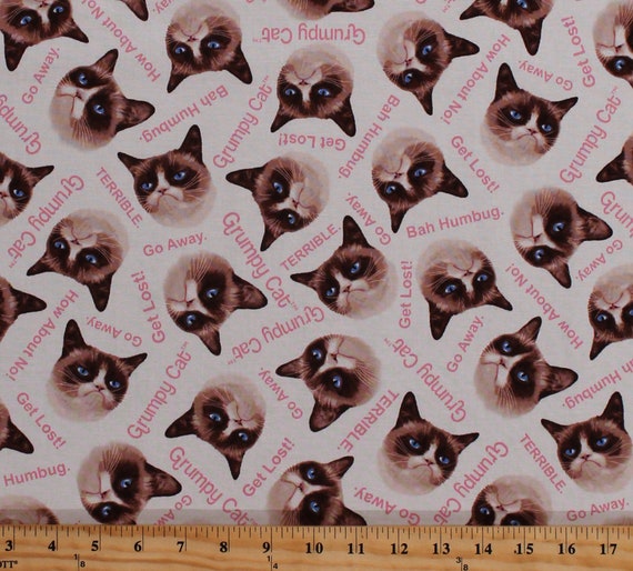 1 Panel of Kitty Faces Cotton Fabric