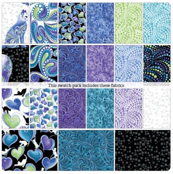 Strip pies Cat i tude Singing the Blues Enhanced With Pearlescent Cats Animals 2.5 Strips Bundle Quilter s Cotton Fabric Precuts M536.29 Etsy Canada