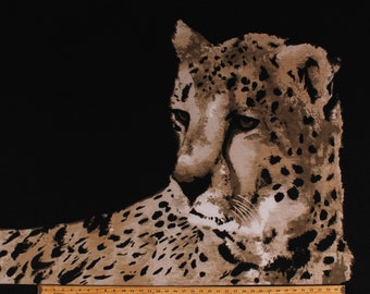 Matte Jersey Panel 35" X 60" Cheetah Animal Wildcat Wildlife Nature Print Jersey Spandex Stretch Fabric Sold by the Panel (3602F-1A) D447.05