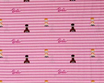 Cotton Barbie Icon Doll Toy Kids Children Dresses Clothing Stripes Pink Cotton Fabric Print by the Yard D67701 Official Licensed Riley Blake
