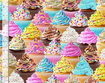 Cotton Got the Munchies the Sweet Life Cupcakes Frosting Sprinkles Timeless Treasures Fabric Print by Yard (FOOD-CD3781-MULTI) D570.27