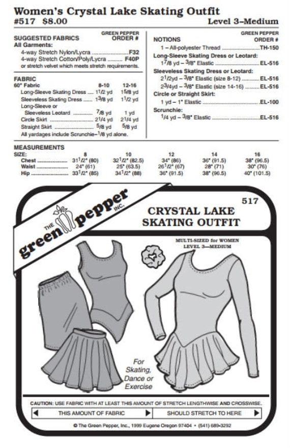 Women’s Crystal Lake Skating Outfit - 517 - The Green Pepper Patterns Women’s Crystal Lake Skating Outfit - 517 - The Green Pepper Patterns