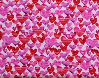 Cotton Hearts Pink Red Valentine's Day Love Color My Valentine Cotton Fabric Print by the Yard (5454-22) D365.44