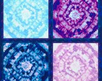42" X 44" Panel Bloomburst Tye Dye Look Squares Flowers Robert Kaufman Cotton Fabric Panel (WELD-21295-106-BLOSSOM) D141.34