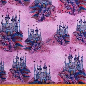 Cotton Castles Multi Fairy Enchantment Fantasy Fiction Royal Princesses Children Purple Cotton Fabric Print by the Yard D678.10 Benartex