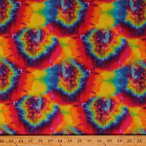 Cotton Tie Tye Dye Abstract Rainbow Sunburst Swirls Prints Multicolor Cotton Fabric Print by the Yard (1731M-11E) D461.36