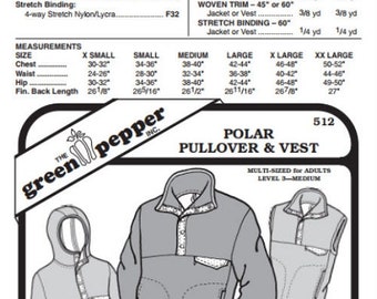 Adults Polar Pullover & Vest Jacket Coat Outerwear #512 Sewing Pattern (Pattern Only) gp512