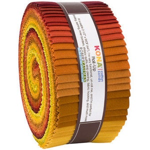 Roll-Ups Kona® Cotton Solids Autumn Hues Palette Fall Colors Robert Kaufman 2.5&quot; Fabric Strips Jelly Roll Quilter&#39;s Precuts Bundle M493.08