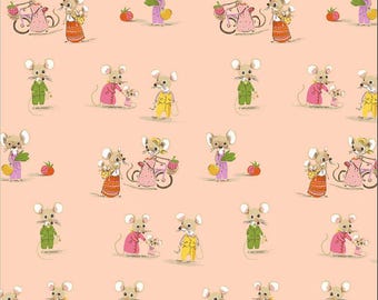 Cotton Heather Ross Favorites Mice Mouse Bicycles Tomato Kids Officially Licensed by Windham Fabrics Cotton Fabric Print by the Yard D657.59