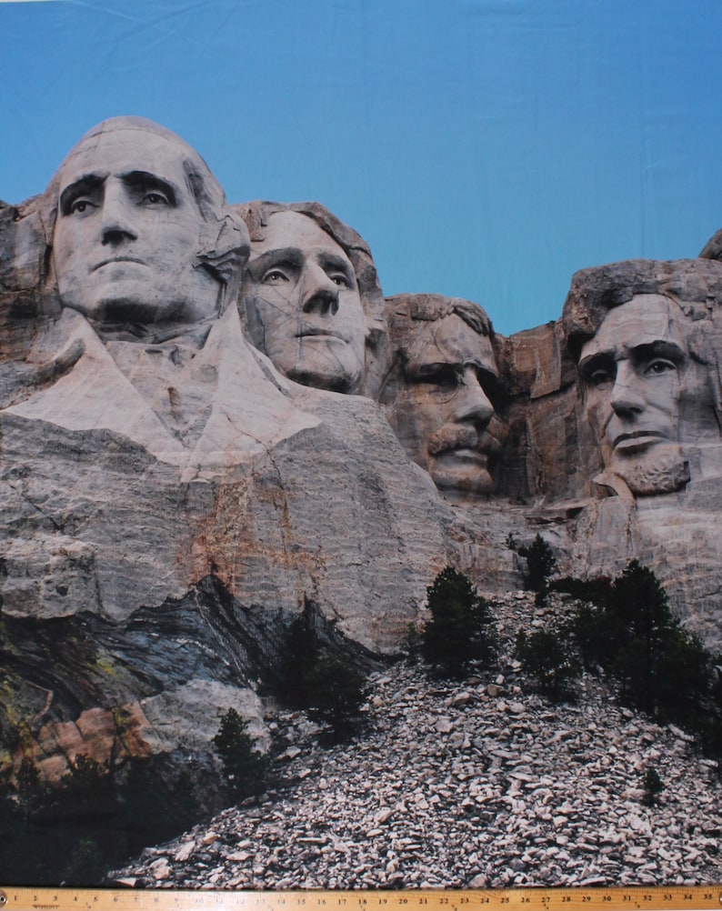 51565P-X D370.50 36 X 44 Panel Mount Rushmore Monuments American Presidents National Memorial Photograph Cotton Fabric Panel