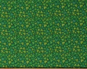 Cotton Saint Patrick's Day Lucky Charms Shamrocks Clovers Celebrations Green Cotton Fabric Print by the Yard (10141-73GREEN) D561.29