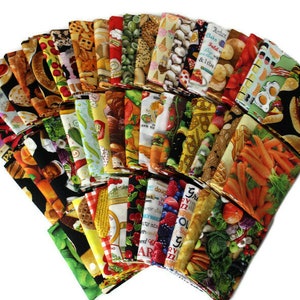 10 Fat Quarters - Food Kitchen Culinary Cuisine Fruit Veggies Candy Cotton Fabrics Assorted Quality Quilters Cotton Fabrics M228.04