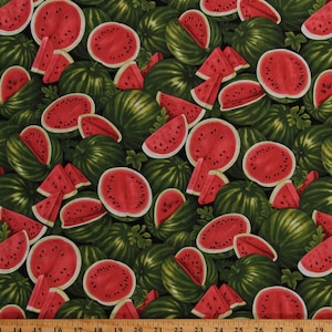 Cotton Watermelons Melon Slices Fruits Food Kitchen Farmer John&#39;s Garden Party Cotton Fabric Print by the Yard (120-13311) D650.06