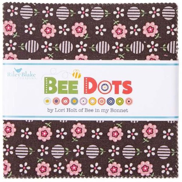 5" Charm Pack Squares - Bee Dots by Lori Holt Bee in my Bonnet Flowers Floral Fabric Bundle Quilter's Cotton Precuts (5-14160-42) M200.13