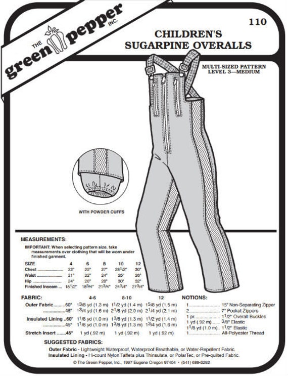 Kid’s Sugarpine Overall Pattern - 110 - The Green Pepper Patterns Kid’s Sugarpine Overall Pattern - 110 - The Green Pepper Patterns