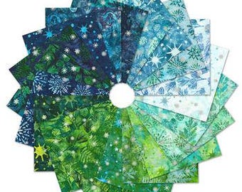 5" Charm Pack Squares - Artisan Batiks Evergreen Ice Studio RK Robert Kaufman Christmas Fabric Bundle Quilter's Cotton Precuts (M520.73)