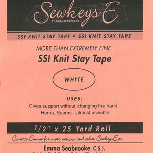 White 1/2&quot; Fusible Knit Stay Tape - More Than Extremely Fine 0.5&quot; X 25 yards SewkeysE Swim Suit Interfacing 25 yard Roll (SSI.5-WH) M494.17