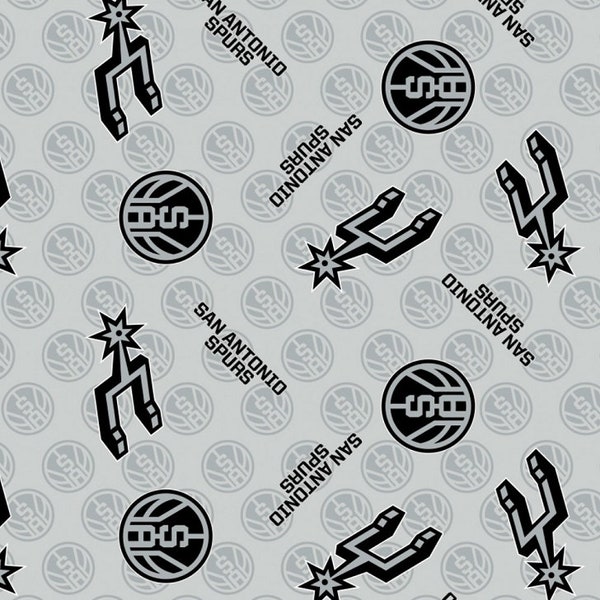 Fleece San Antonio Spurs Grey NBA Basketball Pro Sports Team Fleece Fabric Print by the Yard (83sas0002A) A609.03