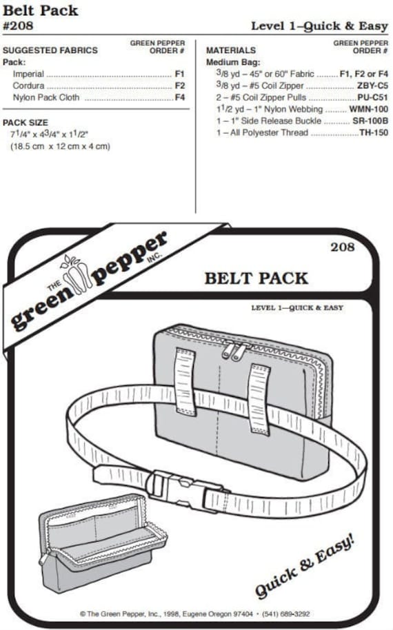 Belt Pack Pattern - 208 - The Green Pepper Patterns Belt Pack Pattern - 208 - The Green Pepper Patterns