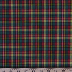 Tartan Plaids Fletcher Polyester Cotton Red Green Yellow Plaid Check Fabric By the Yard (17-FLETCHER) D157.17