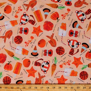 Cotton Things that are Orange Tigers Juice Goldfish Traffic Cones Orange Cotton Fabric Print by the Yard (AXAD-22061-8-ORANGE) D788.92