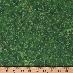 Cotton Radiance Shimmer Blender Evergreen Metallic Gold Green Cotton Fabric Print by the Yard (9050M-77) D402.85