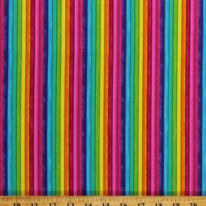 Cotton Rainbow Stripes Colorful Multi-Color Striped Quilt Blenders Multi Stripe Bright Cotton Fabric Print by the Yard (10607600) D782.75