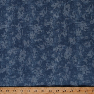 Cotton Denim Look Midnight Faded Wash Distressed Cotton Fabric Print by the Yard (52751-4) D756.19