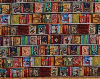 Cotton Library Books Covers Authentic Antique-look Classic Fairytale Library of Rarities Fabric Print by Yard (ATX-20804-199ANTIQUE) D775.92