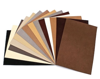 Ultrasuede® ST (Soft) 6 Piece Variety Pack - Assorted 5"x 7" Pre-cuts - Neutrals Natural White Black Beige Brown Colors (U007.55)